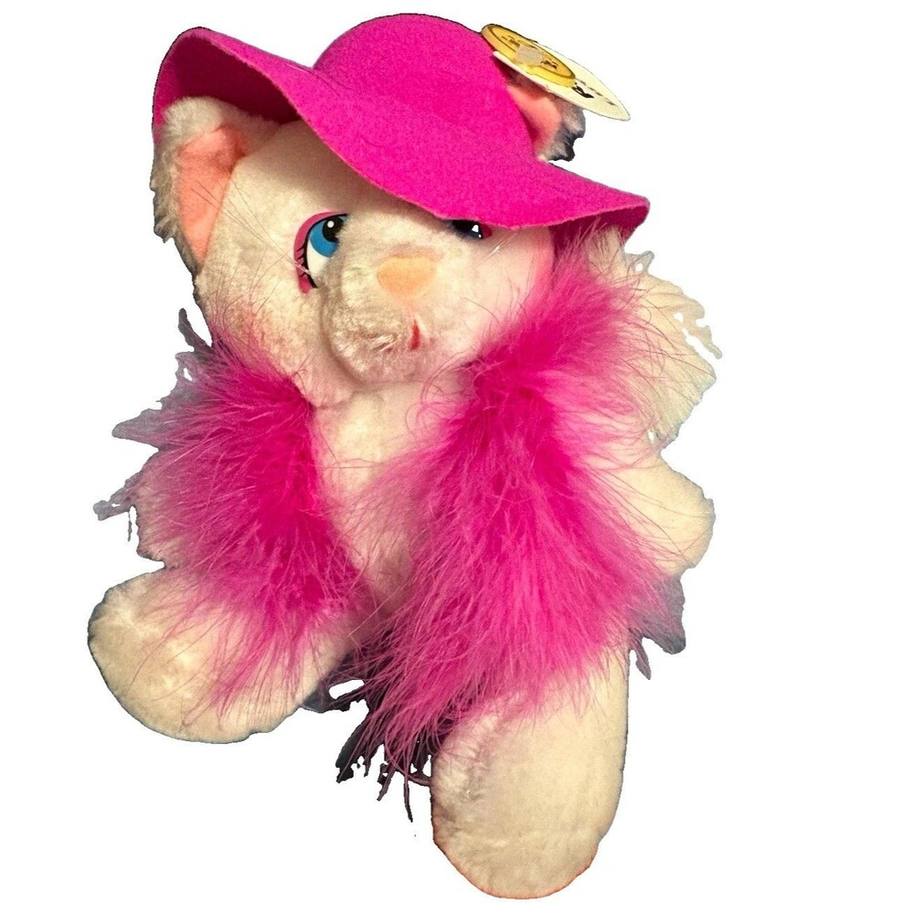 Russ Luv Pets Margaux White Pink Cat Plush Small 6-14in Vintage Retired 1997
